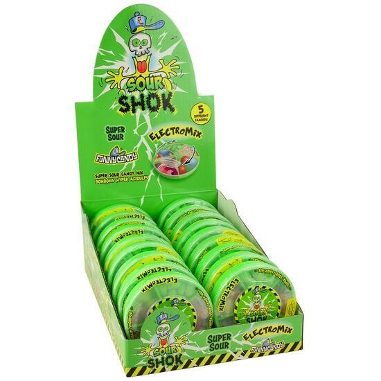 Funny Candy Sour Shok Elektro Mix 60g – Bomboane Acrișoare Asortate, Gust Intens, set 18 cutii Engros