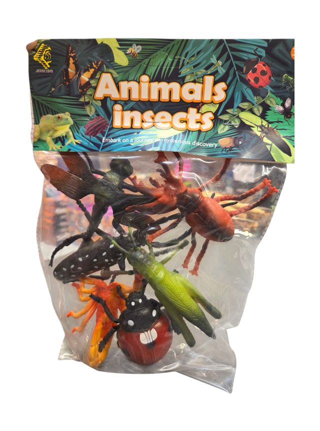 Animale de jucarie Engros, insecte, set 6 buc, 9-20  cm, diverse culori