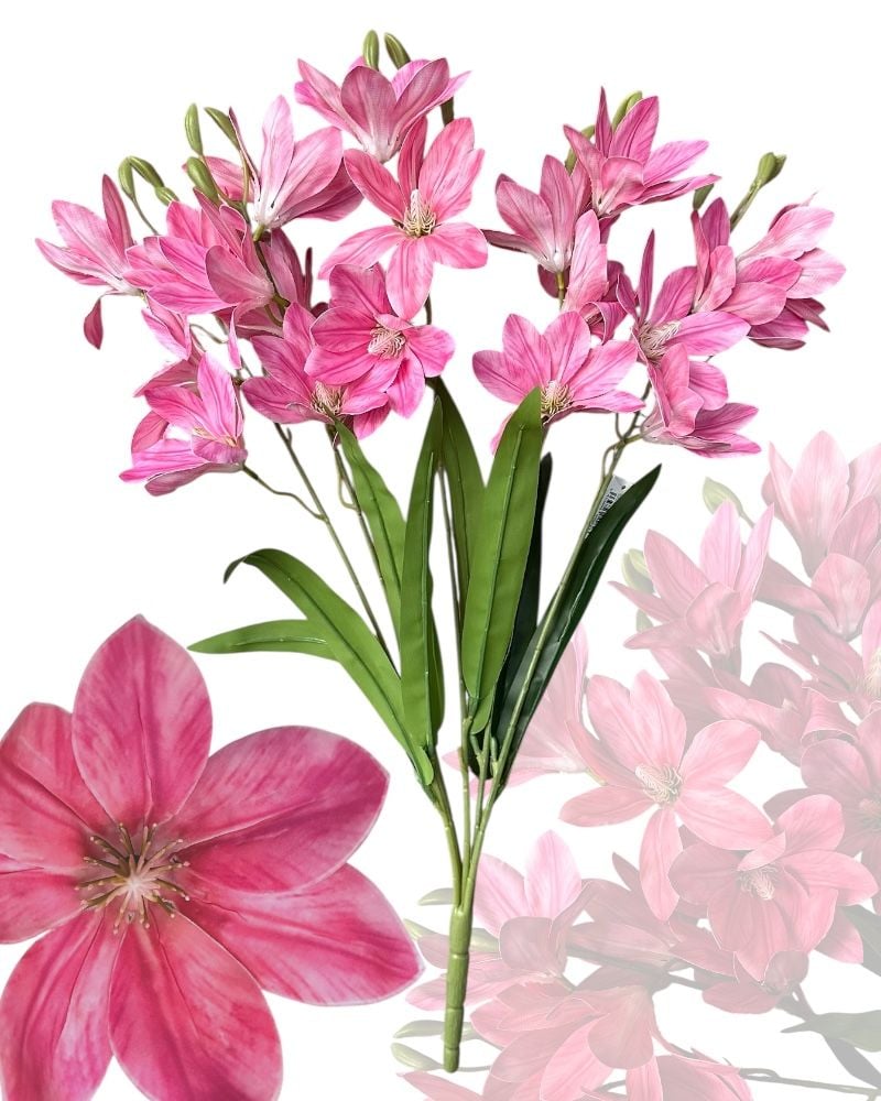 Buchet flori artificiale Magnolia, ciclam, 57 cm, 5 fire, en-gros