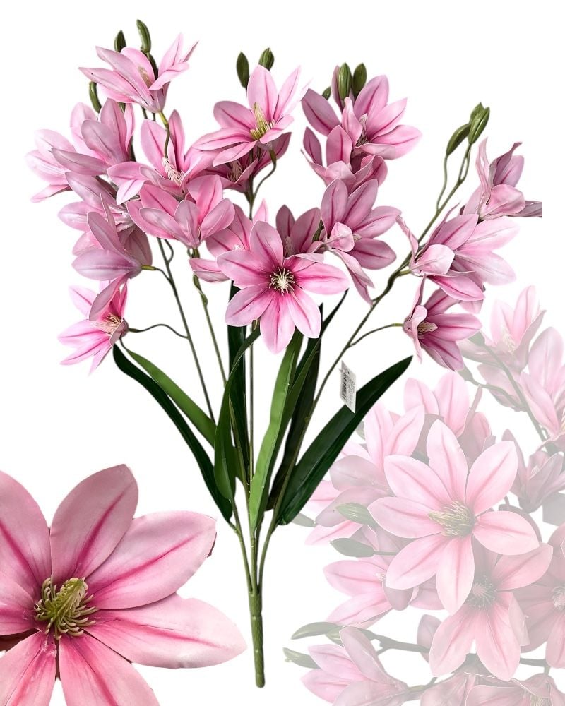 Buchet flori artificiale Magnolia, roz, 57 cm, 5 fire, en-gros