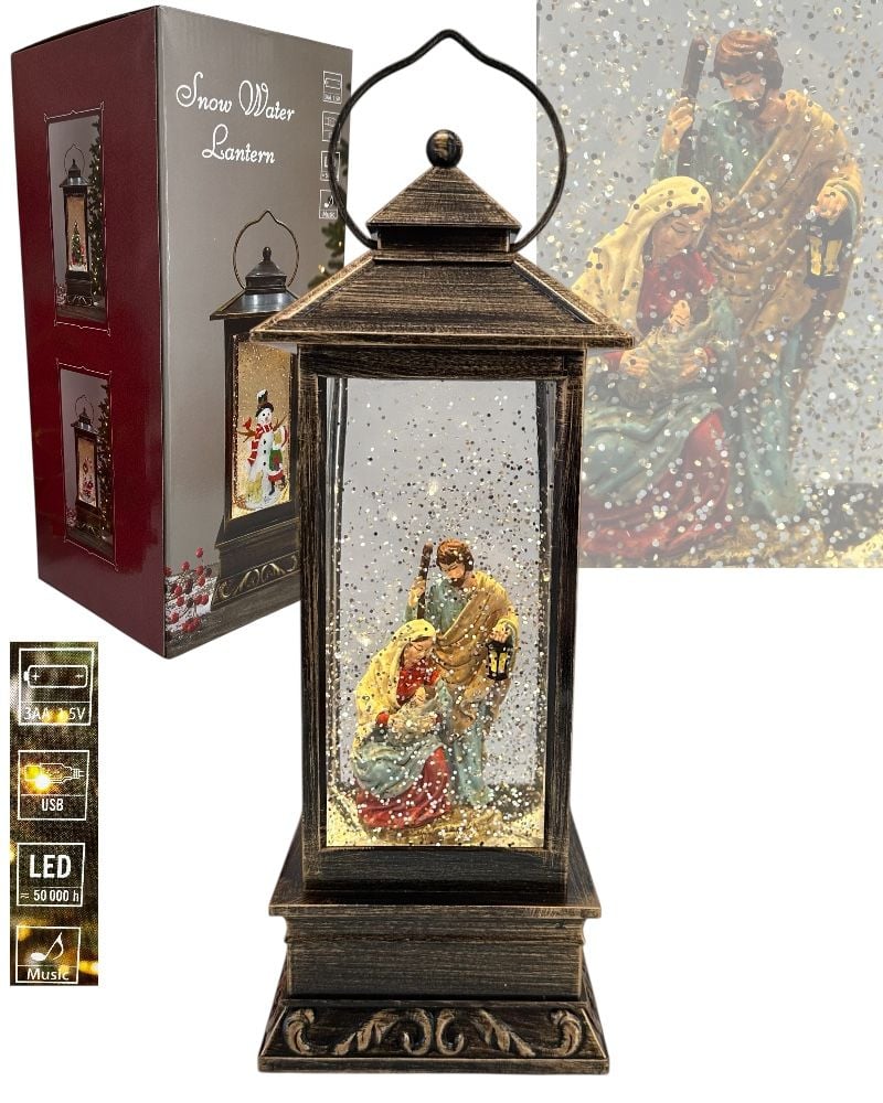 Felinar muzical de Crăciun - Nașterea Domnului, melodia și lumină, 10.5 x 10.5 x 27 cm – en gros