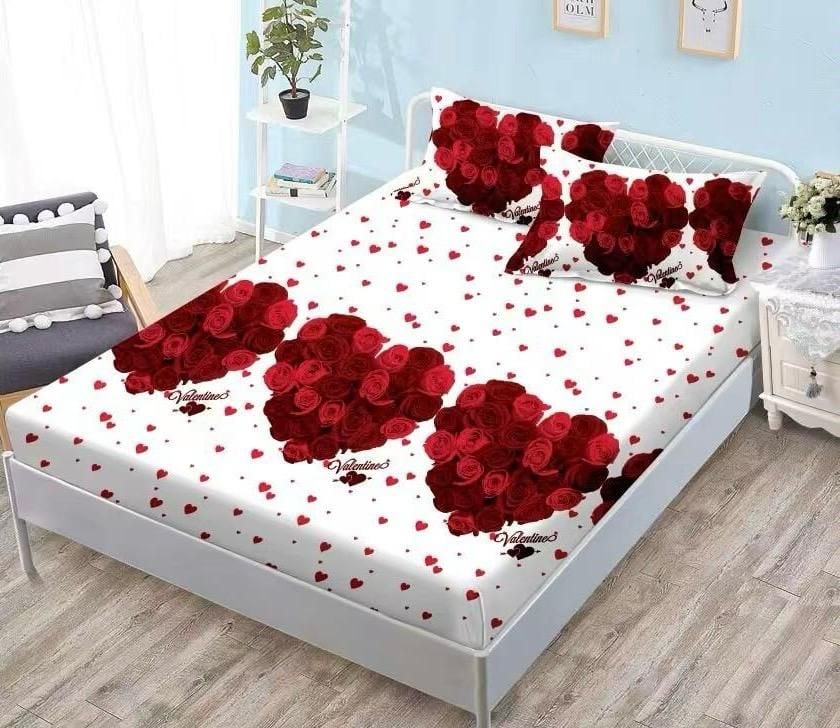 OFERTA Lenjerii cu Elastic En-Gros, Serie 3 Bucati Diferite, Material Bumbac tip Finet, 3 Piese, Cearceaf de Pat 180x200cm, cu 2 Fete de Perna 50x70cm Incluse