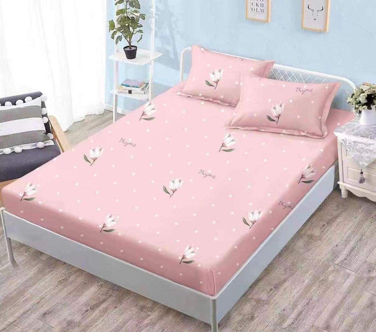 OFERTA Lenjerii cu Elastic En-Gros, Serie 5 Bucati Diferite, Material Bumbac tip Finet, 3 Piese, Cearceaf de Pat 180x200cm, cu 2 Fete de Perna 50x70cm Incluse