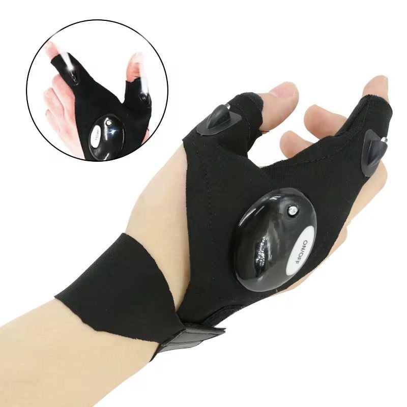 Manusi cu lanterna LED, Dussdote, impermeabil, durabil, unisex, confortabile, poliester, dimensiuni ajustabile, negru Angro engros