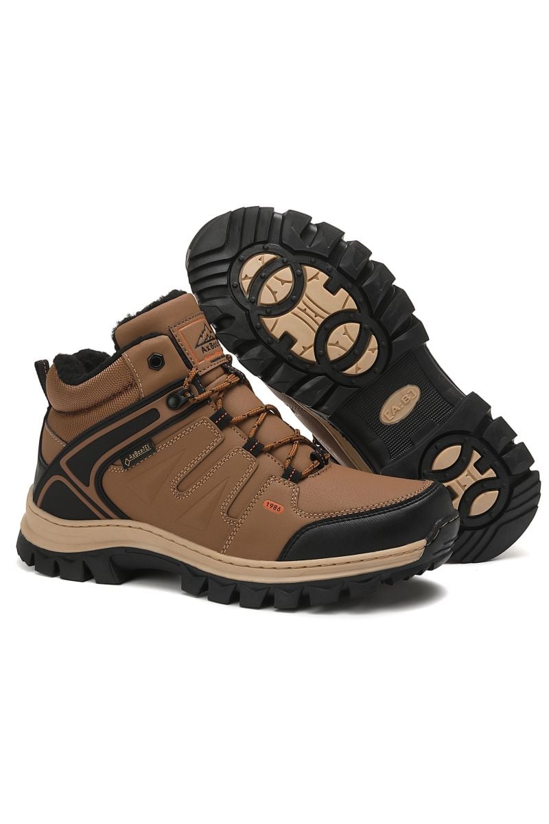 Bocanci Dama si Adolescenti, Inchidere Sireturi, Piele Ecologica, Imblaniti, Engross,  Marimi 36-41,  8buc/bax camel
