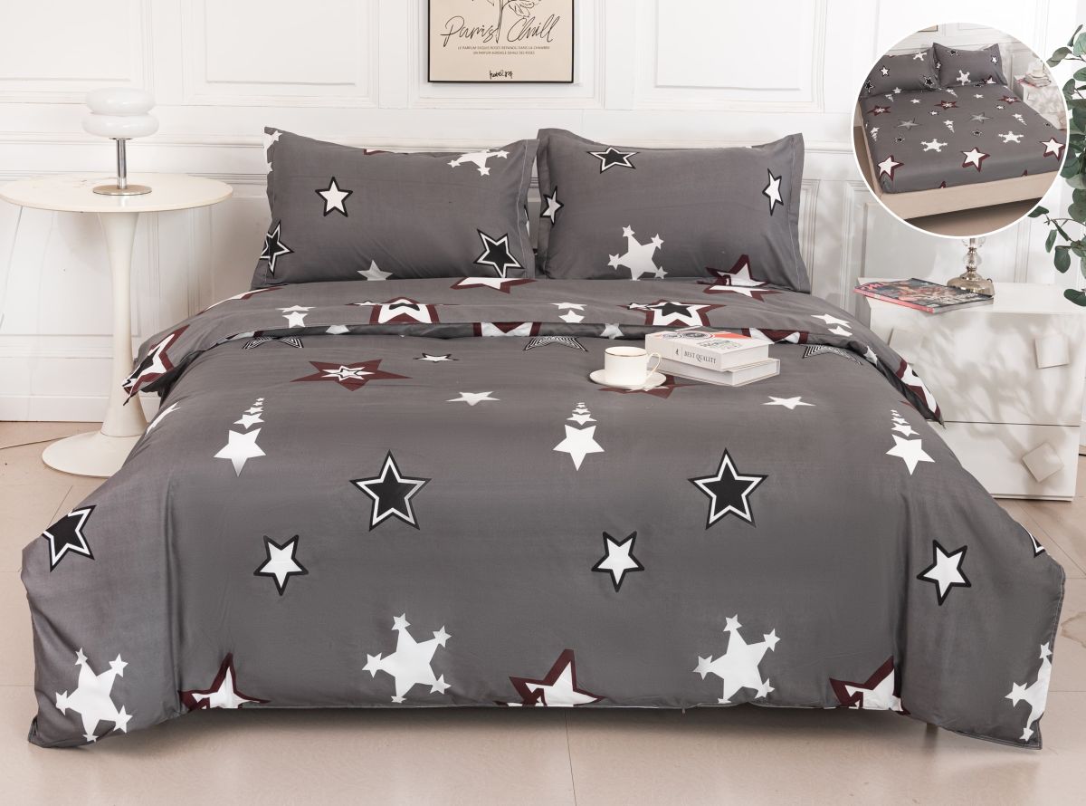 Lenjerii bumbac satinat 4 piese , cearceaf cu elastic engross