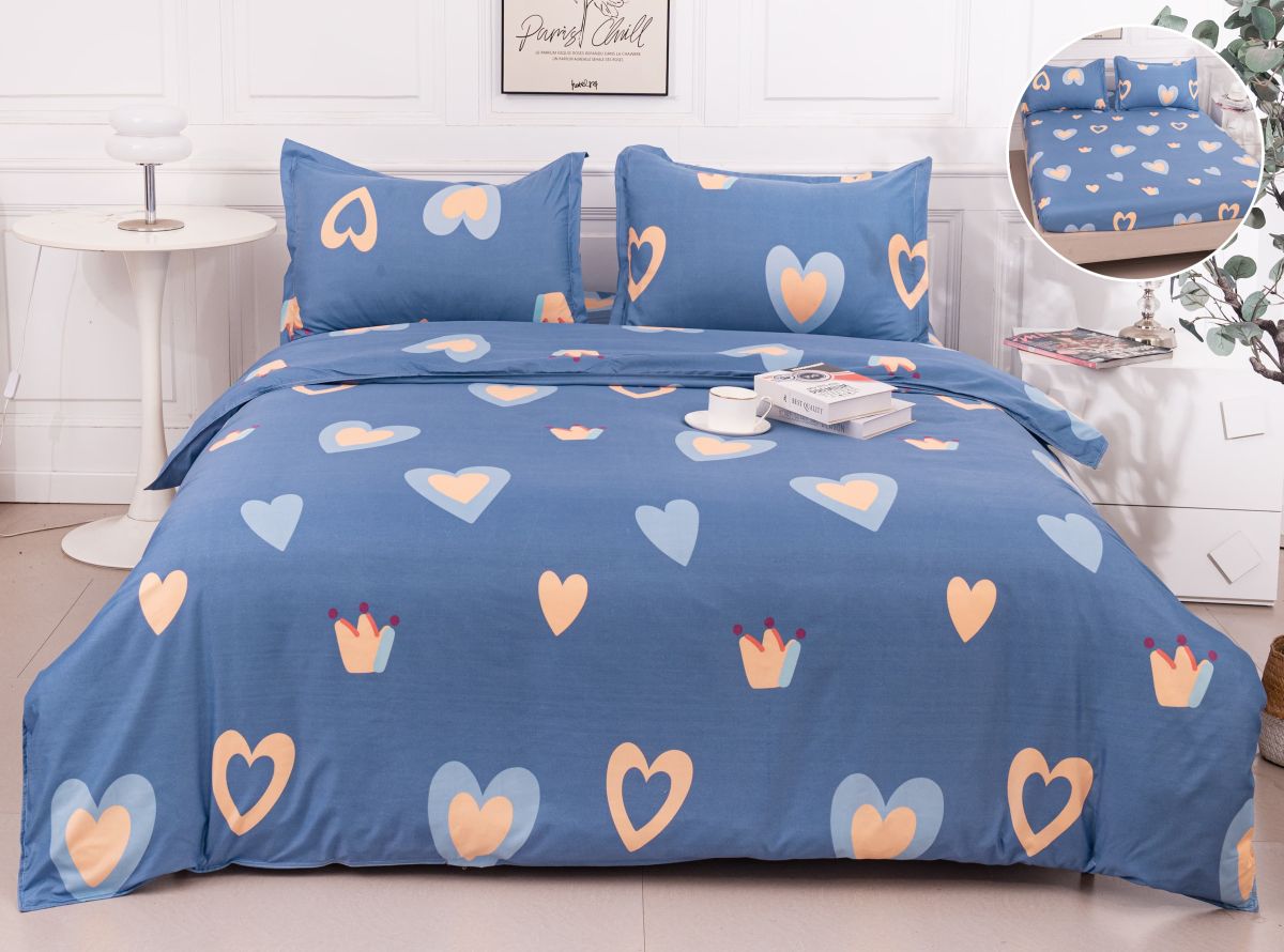Lenjerii bumbac satinat 4 piese , cearceaf cu elastic engross