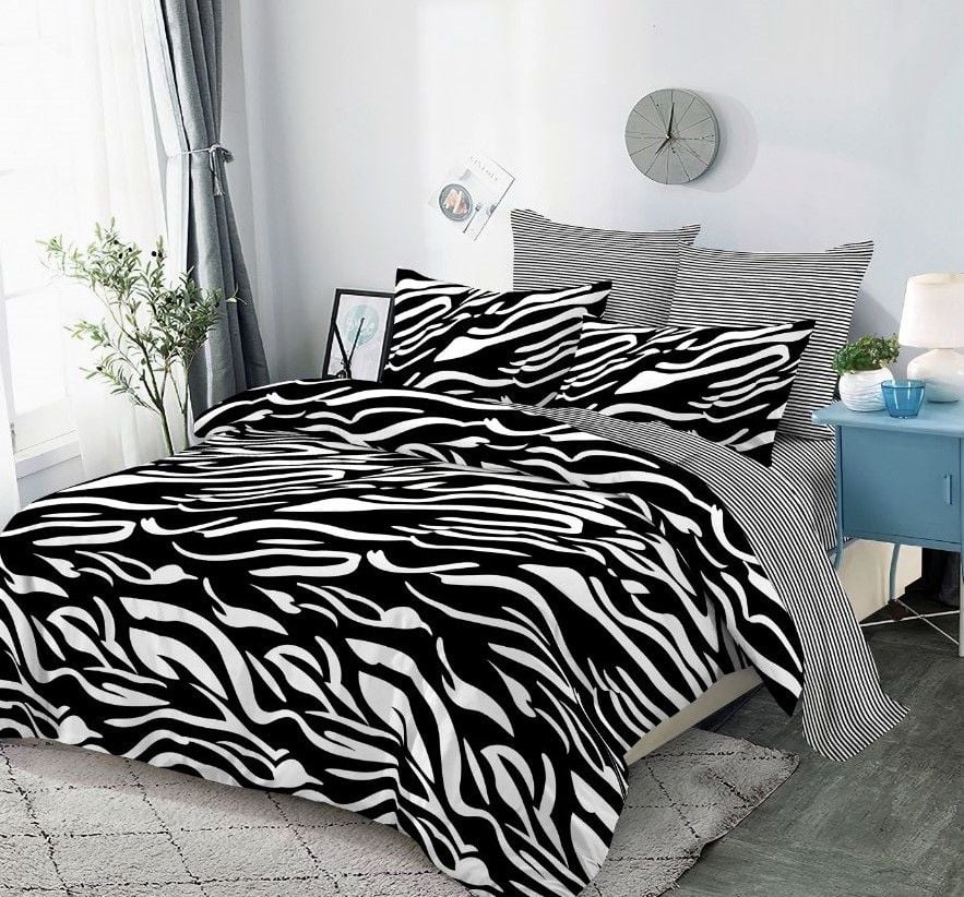 Set Lenjerii En-Gros, Negru, 6 Piese, Din Bumbac Premium tip Finet, 200x230cm