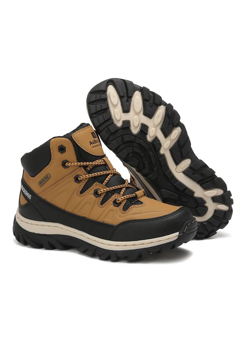 Bocanci Casual Barbat Imblaniti, Inchidere Siret, Piele Ecologica, Talpa Antiderapanta, Engross, Marimi 40-45, 8buc/bax camel