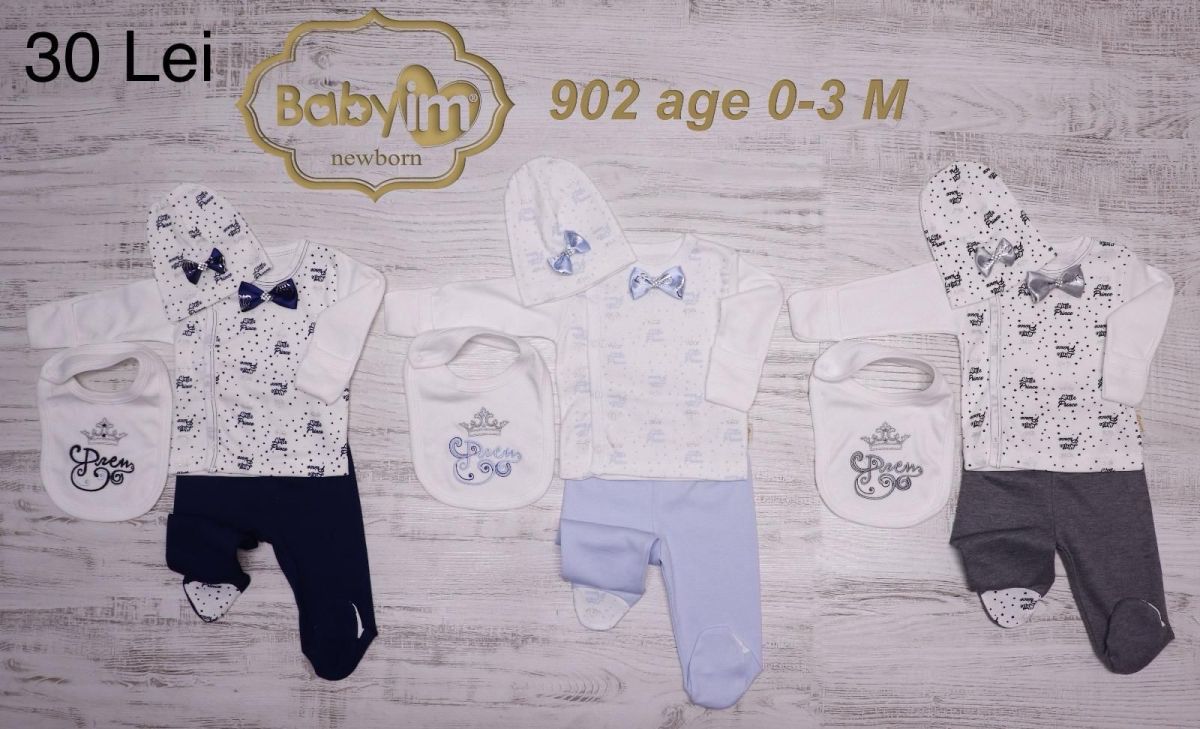 Compleu Engros pentru bebelusi, 3 piese, cu model imprimat