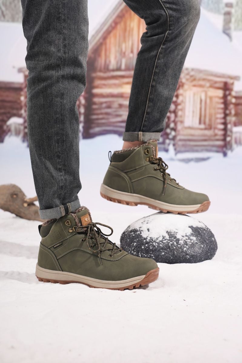 Ghete Barbat, Sport-Casual, Imblanite, Piele Ecologica. Inchidere Siret, Engross, Marimi 40-45, 8buc/bax kaki