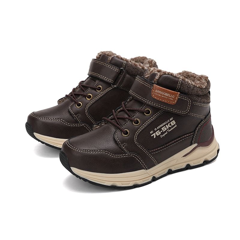 Ghete de Iarna Copii, Imblanite, Inchidere Siret Elastic+Arici, Piele Ecologica, Talpa Antiderapanta, Engross, Marimi 29-36 ,8buc/bax maro