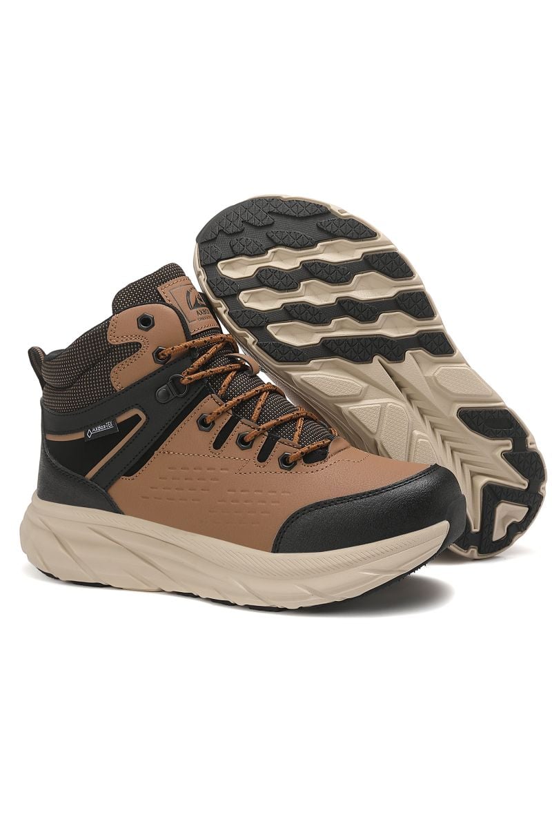 Ghete Sport Casual Barbat, Imblanite, Piele Ecologica, Inchidere Siret, Engross, Marimi 40-45 8 buc/bax camel