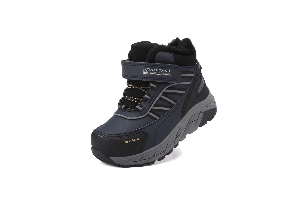 Ghete de Iarna Copii, Imblanite, Inchidere Siret Elastic+Arici, Piele Ecologica, Talpa Antiderapanta, Impermeabile, Engross, Marimi 29-36 ,8buc/bax
