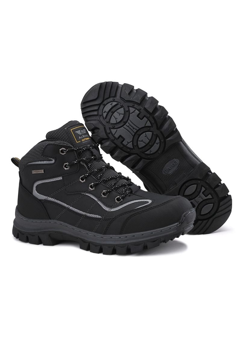 Bocanci Imblaniti Barbati, Piele Ecologica+Textil, Talpa Cusuta si Antiderapanta, Impermeabili, Inchidere Siret, Marimi 40-45, 8buc/bax