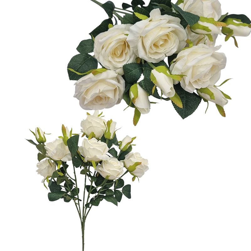 Buchet floare artificiala Trandafiri, engros 5 fire si 7 capete de trandafir pe buchet 52 cm lungime