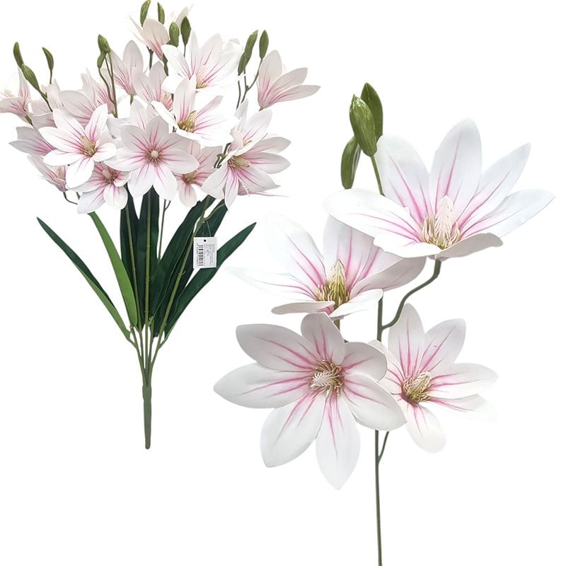 Buchet floare siliconata Magnolie, engros 5 fire 60 cm inaltime