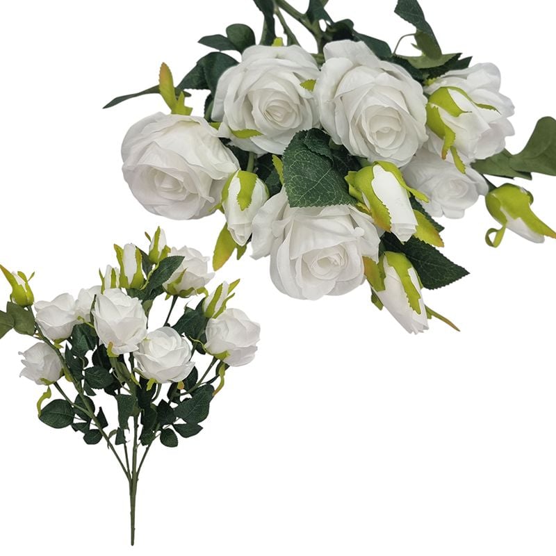 Buchet floare artificiala Trandafiri, engros 5 fire si 7 capete de trandafir pe buchet 52 cm lungime