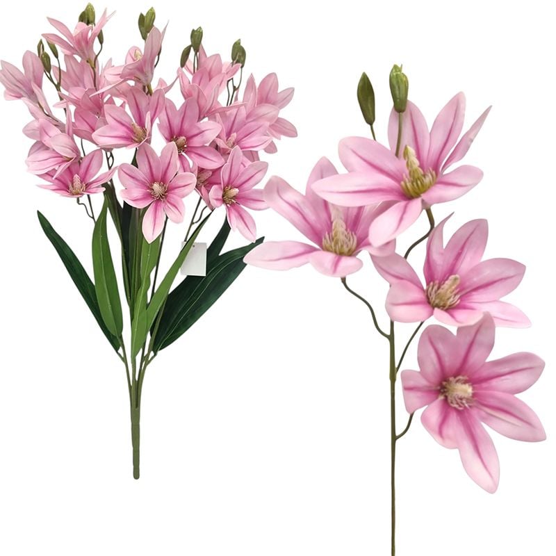 Buchet floare siliconata Magnolie, engros 5 fire 60 cm inaltime