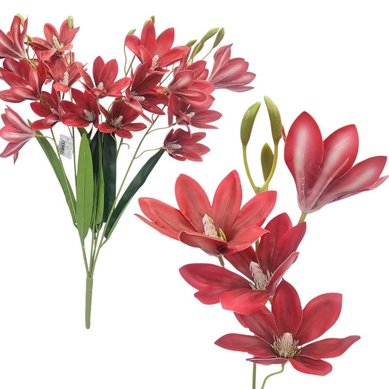 Buchet floare siliconata Magnolie, engros 5 fire 60 cm inaltime