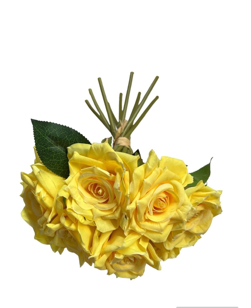 Buchet trandafir artificial 10 fire, Flori artificiale En-Gros, 25 cm