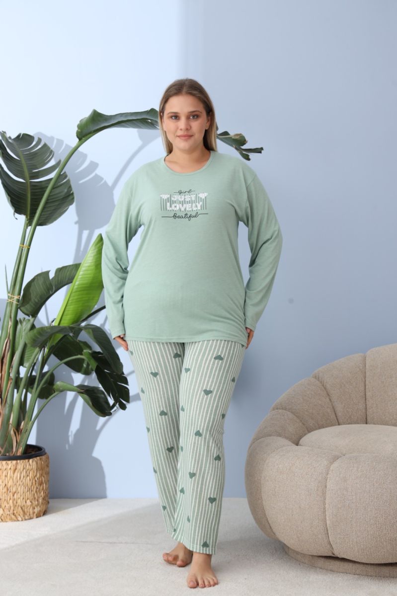 Pijama damă Big Size din bumbac 100%,engros