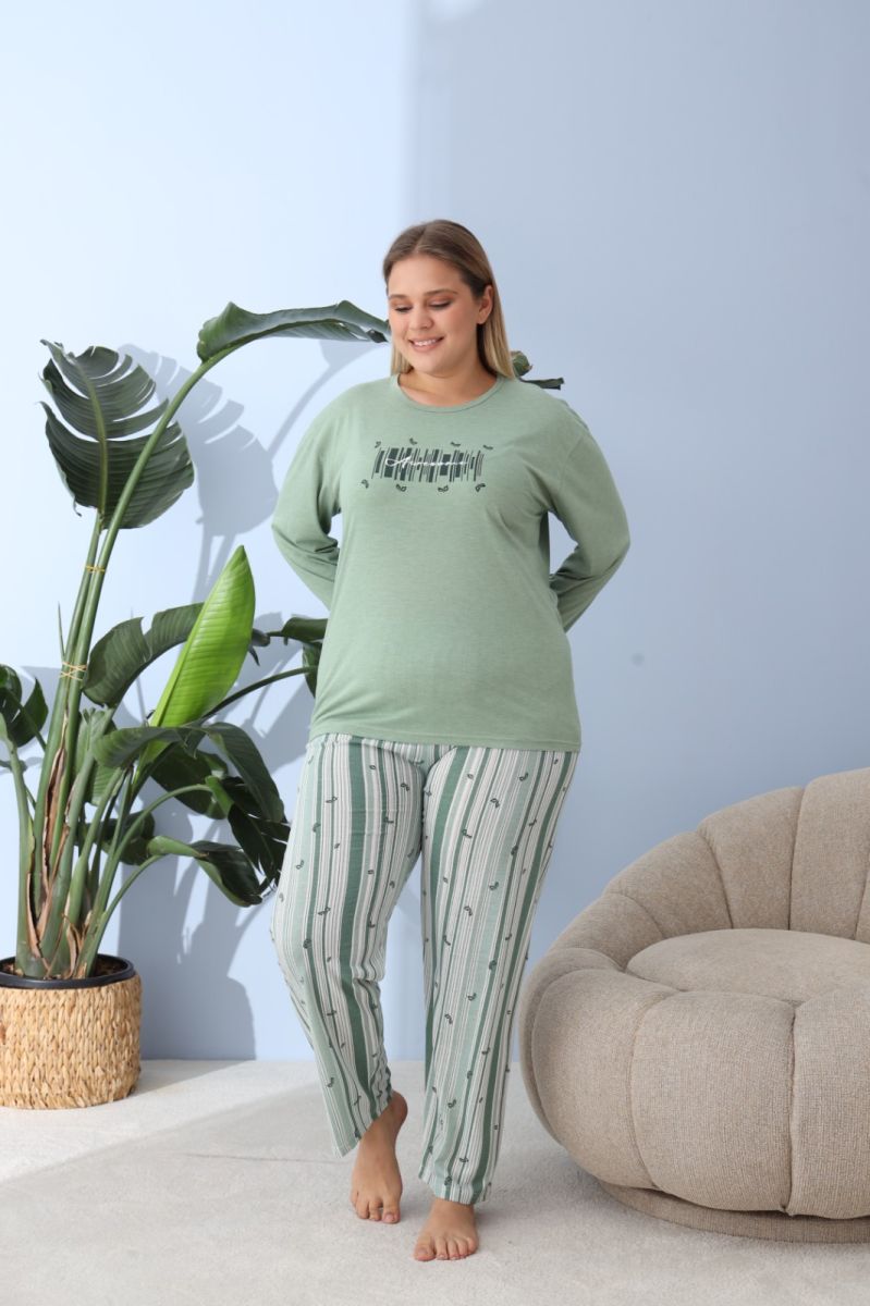 Pijama damă Big Size din bumbac 100%,engros