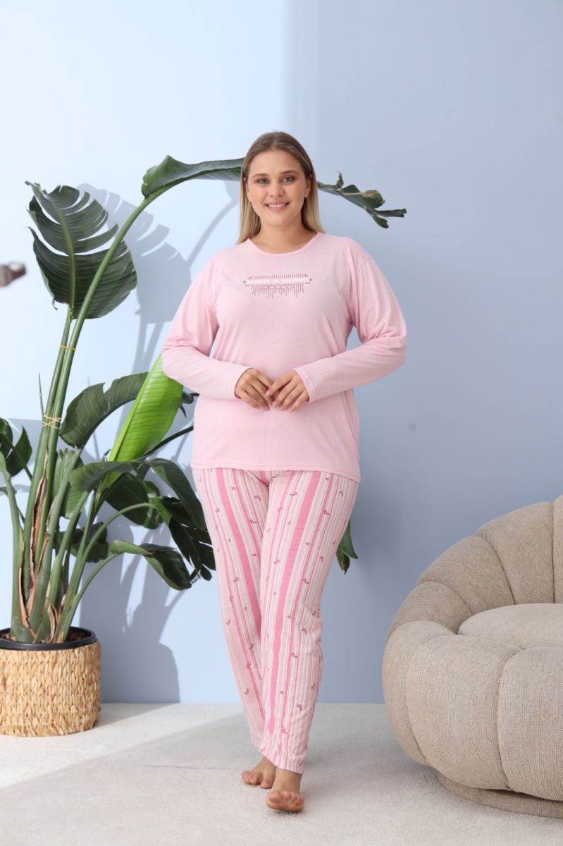 Pijama damă Big Size din bumbac 100%,engros