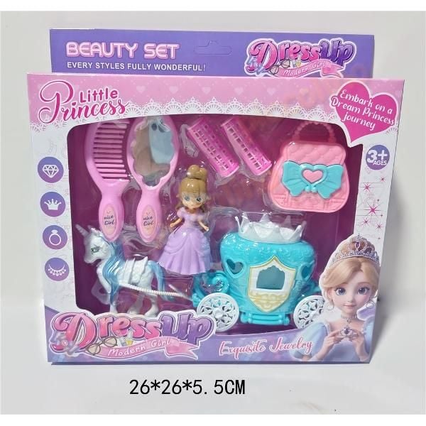 Set papusica cu caleasca, accesorii frumusete Engros