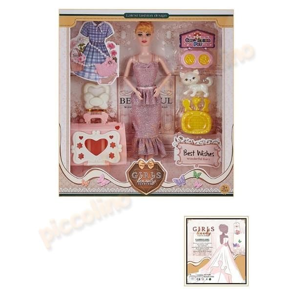 Papusa 29 cm cu articulatii, cu animalut de companie Engros