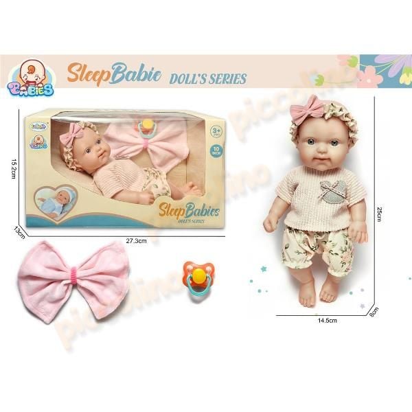 Papusica bebelus - Nou nascut 25cm cu fundita 919 Engros