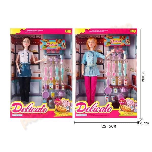 Papusa chef 28cm cu set de bucatarie Engros