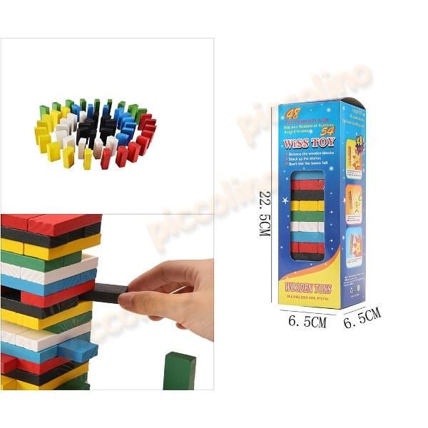 Joc stivuire cuburi lemn colorate 119 Engros