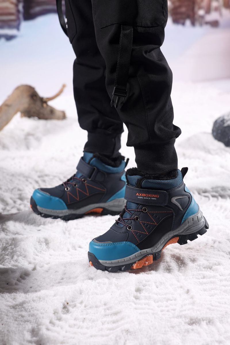 Ghete Copii Imblanite, Inchidere Siret Elastic+Arici, Piele Ecologica Impermeabila, Talpa Antiderapanta, Engross, Marimi 29-36,8buc/bax blue