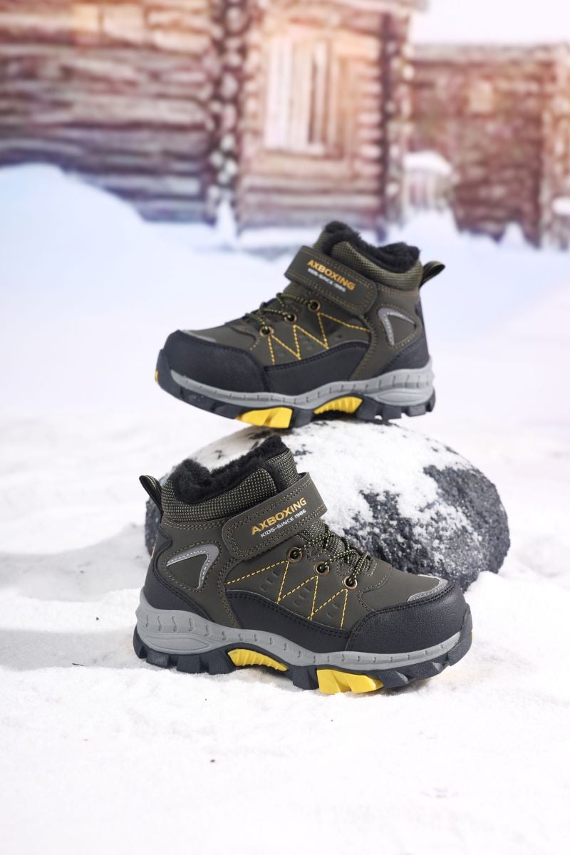 Ghete Copii Imblanite, Inchidere Siret Elastic+Arici, Piele Ecologica Impermeabila, Talpa Antiderapanta, Engross, Marimi 29-36,8buc/bax kaki
