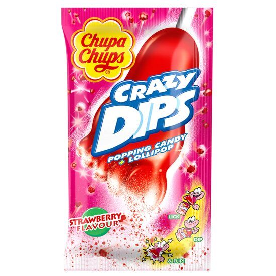 Acadele Chupa Chups, Crazy Dips capsuni, 14g Engros