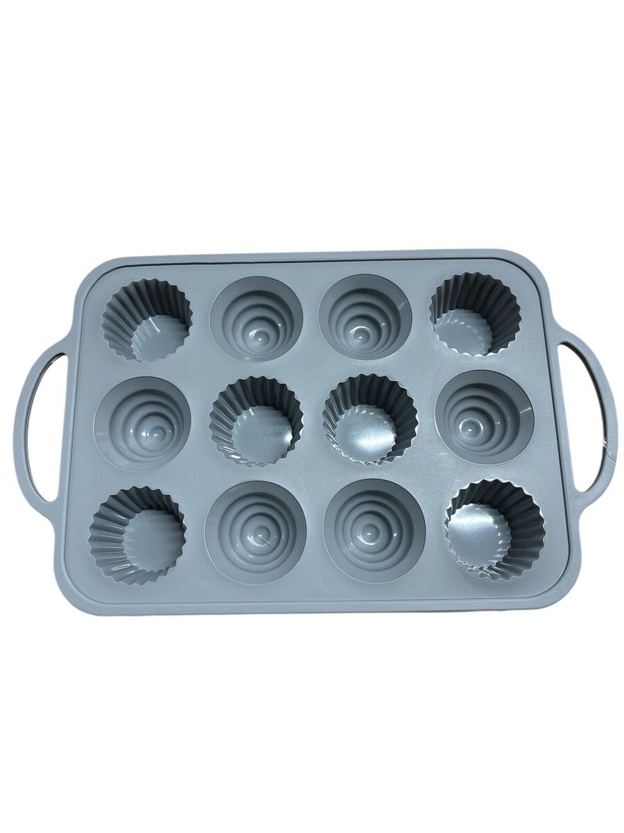 Formă prăjituri silicon 12 cupe, antiaderentă, 37.5 × 22.6 cm, culori multiple, En-gros