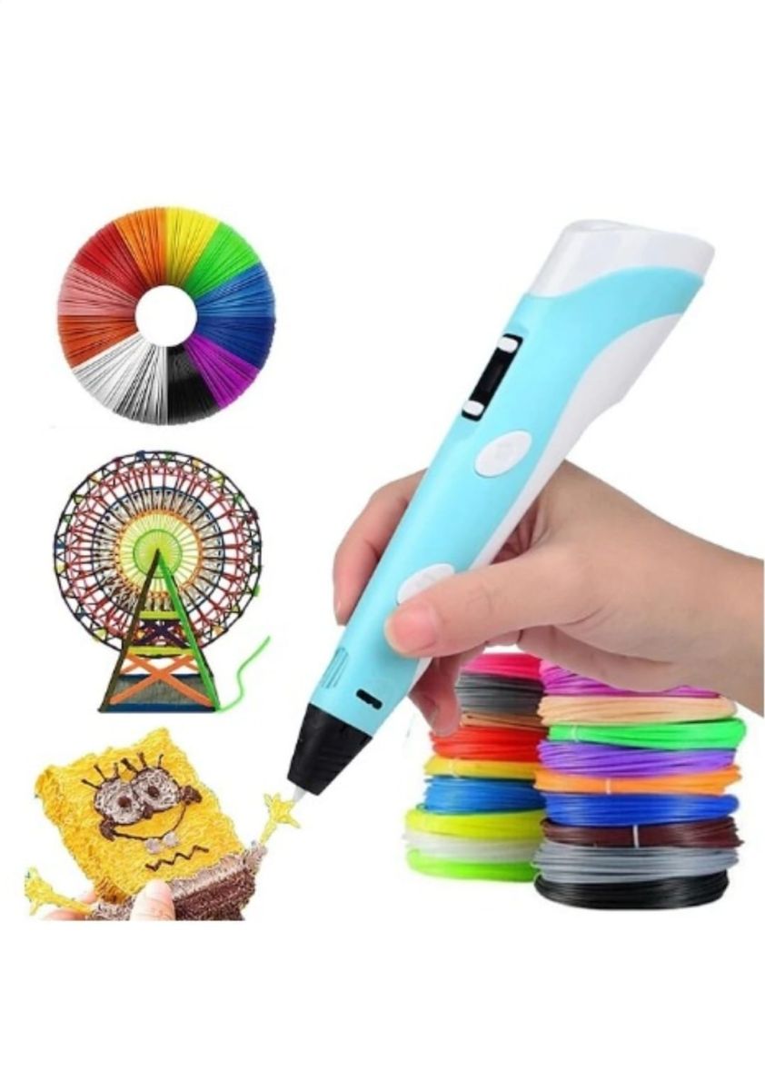 Creion 3 D portabil Engros cu 20 de rezerve colorate in lungime totala 100 metri