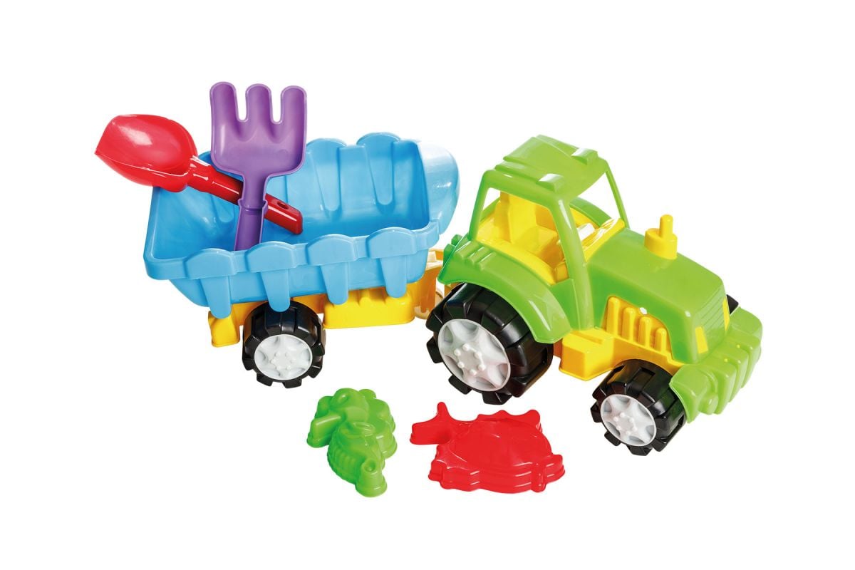 Jucărie Set Tractor Cupa si Remorca pentru Nisip En Gros 49x18x19 cm