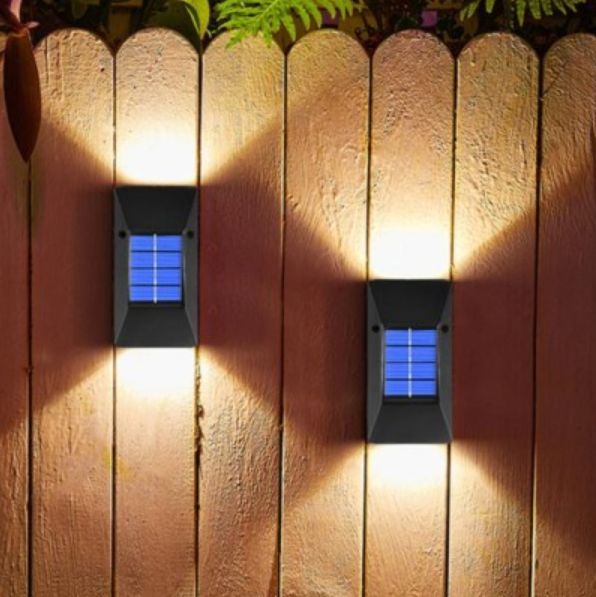 Set 2 x lampa solara cu 6 leduri si senzor, lumina calda