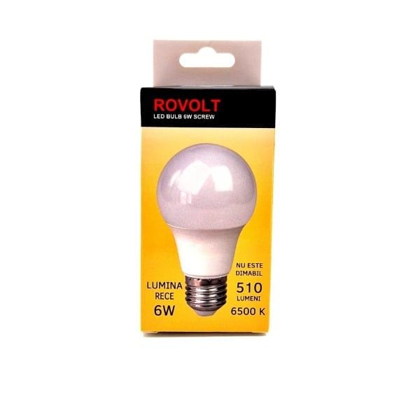 BEC CU LED ROVOLT 6W E27 LUMINA ALBA RECE