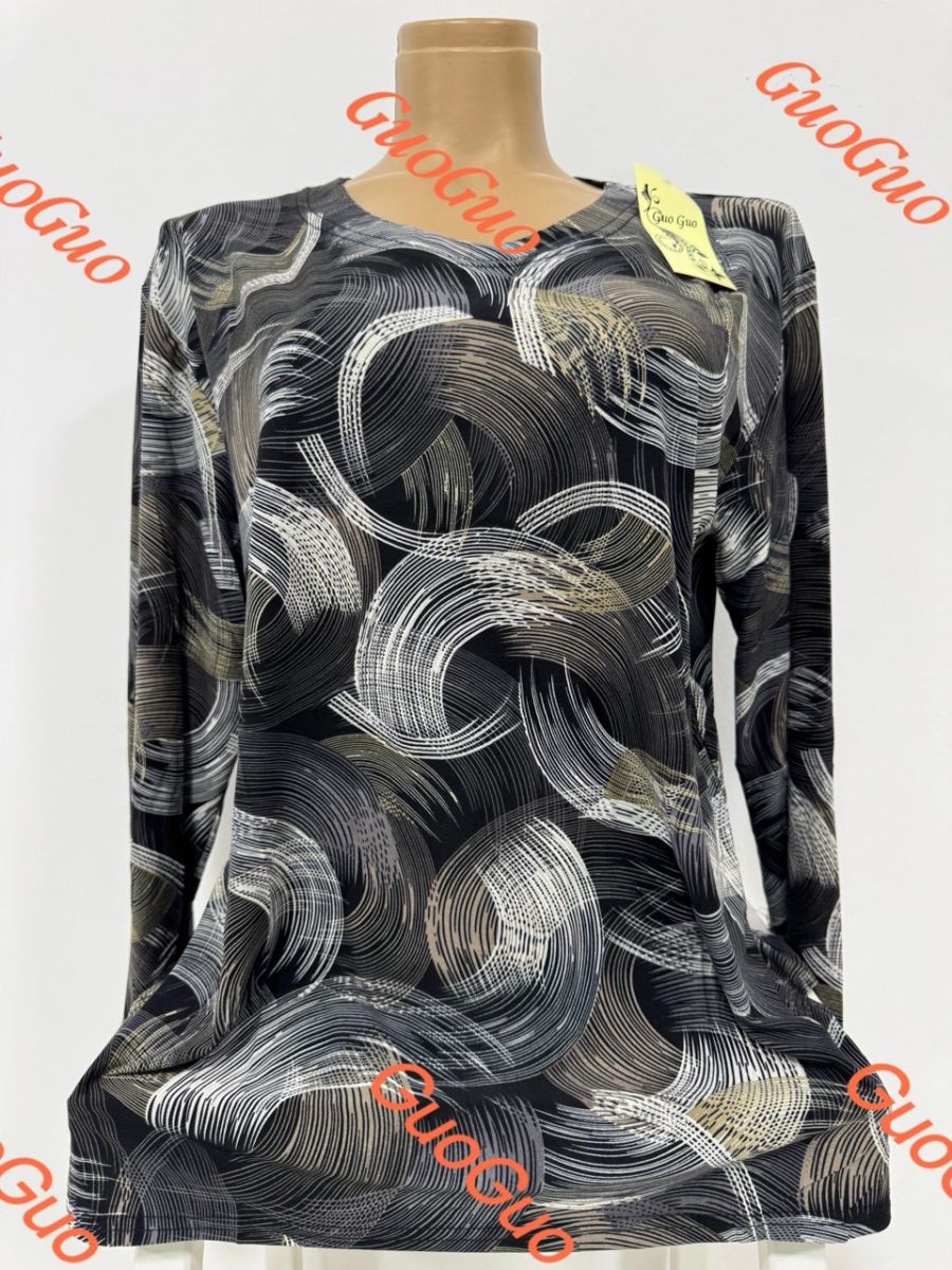 Bluza lunga de lycra Engros pentru femei, cu imprimeu