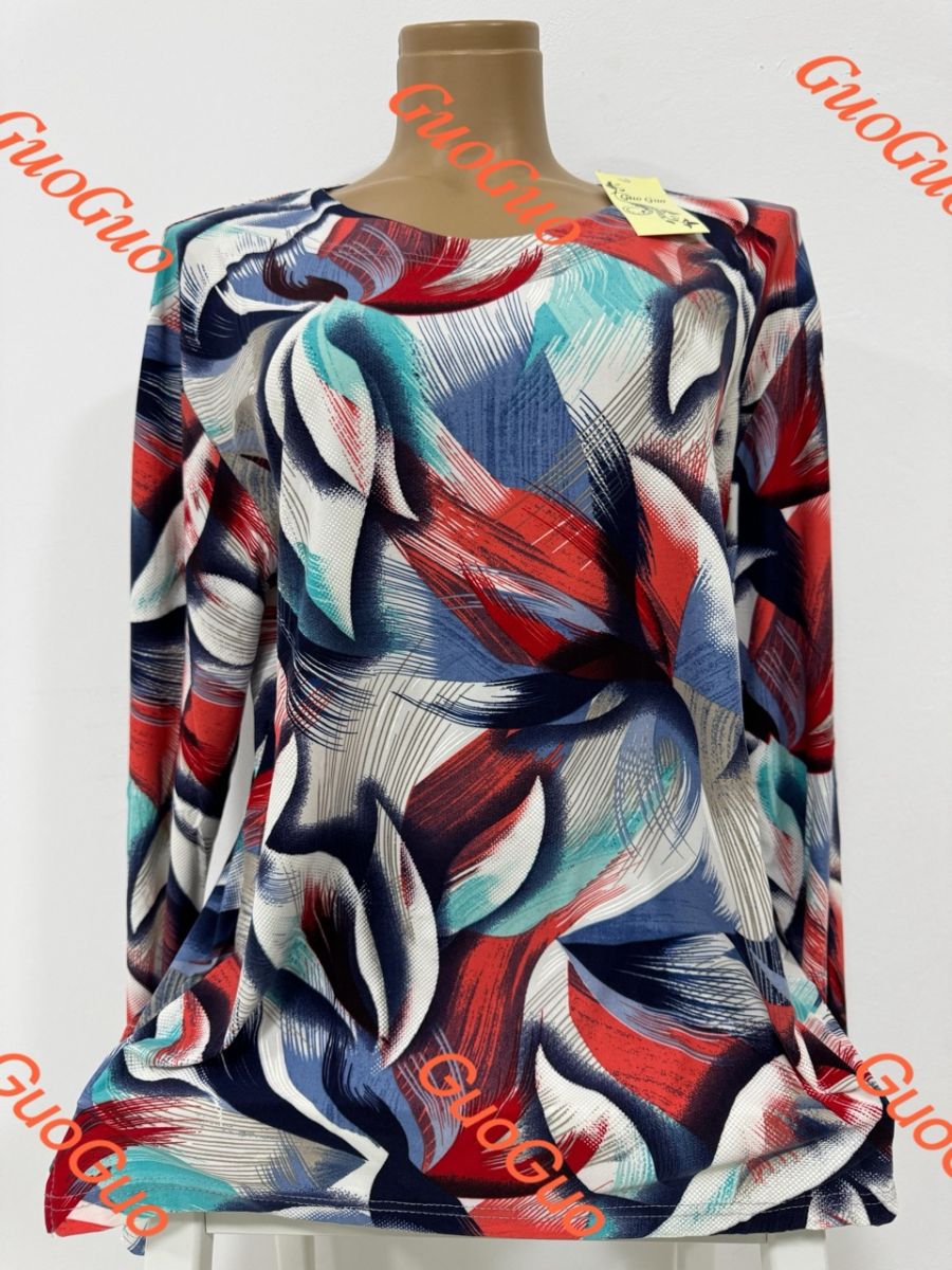 Bluza lunga de lycra Engros pentru femei, cu imprimeu