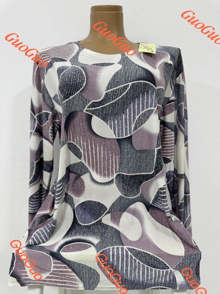 Bluza lunga de lycra Engros pentru femei, cu imprimeu