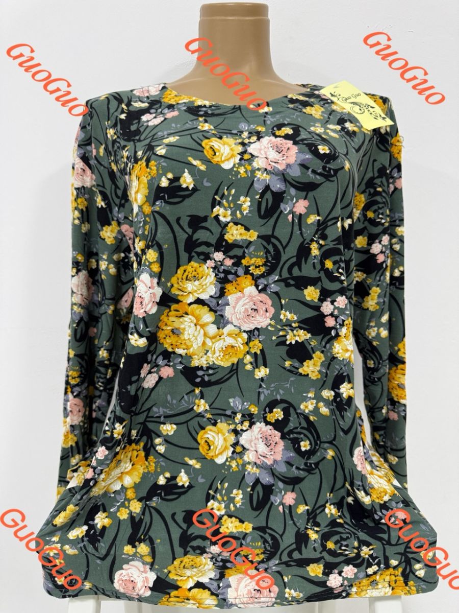 Bluza lunga de lycra Engros pentru femei, cu imprimeu