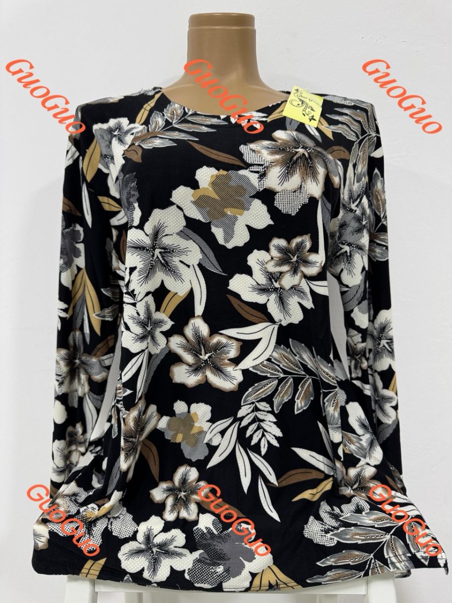 Bluza lunga de lycra Engros pentru femei, cu imprimeu