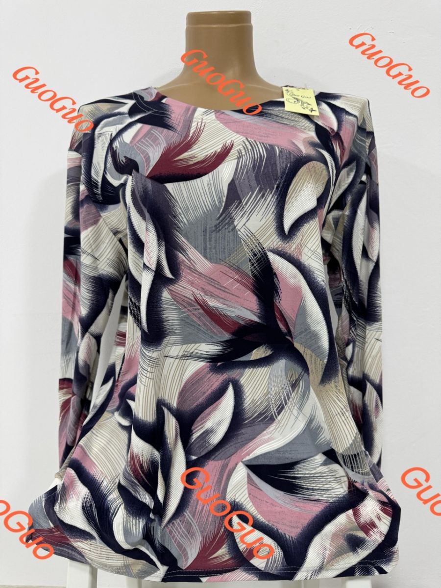 Bluza lunga de lycra Engros pentru femei, cu imprimeu