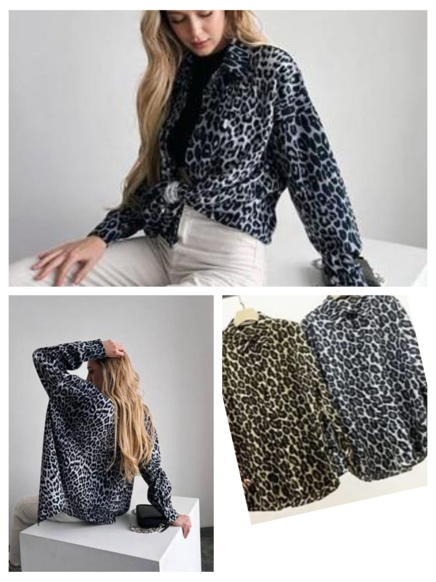 Camasa satin, imprimeu animal print, en-gross