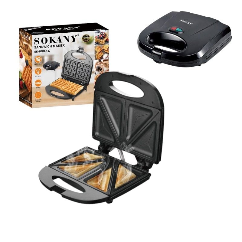 Sandwich Maker Electric 24x24cm cu Plăci Antiaderente, Design Compact Engros
