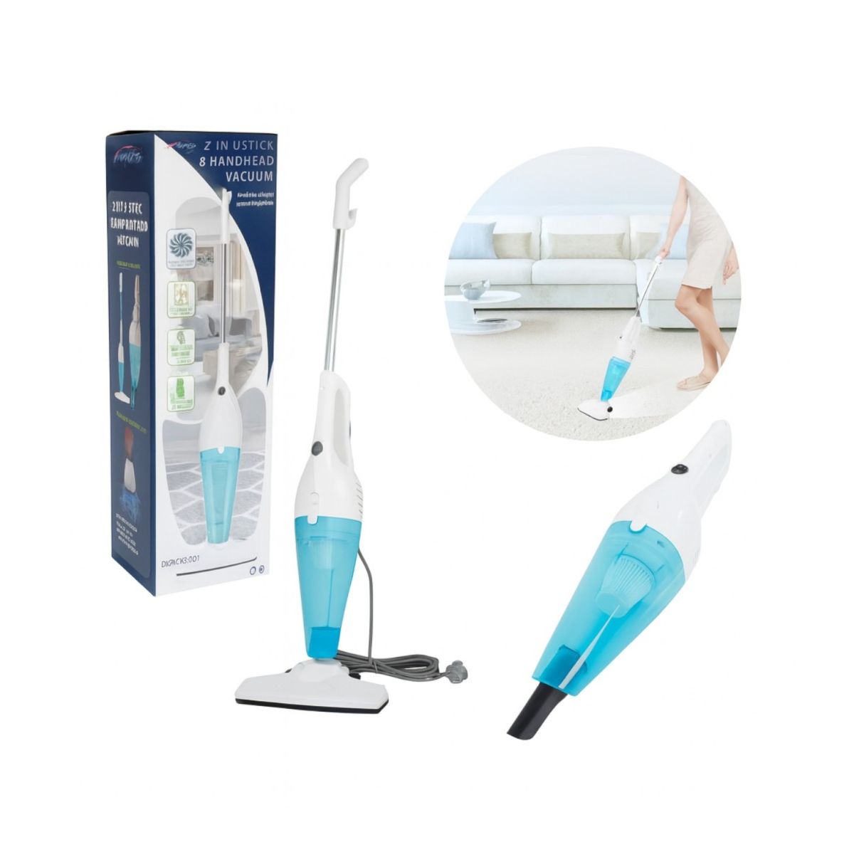 Aspirator 2 în 1 Vertical 95x24cm și de Mână, 600W cu Accesorii și Filtru Engros